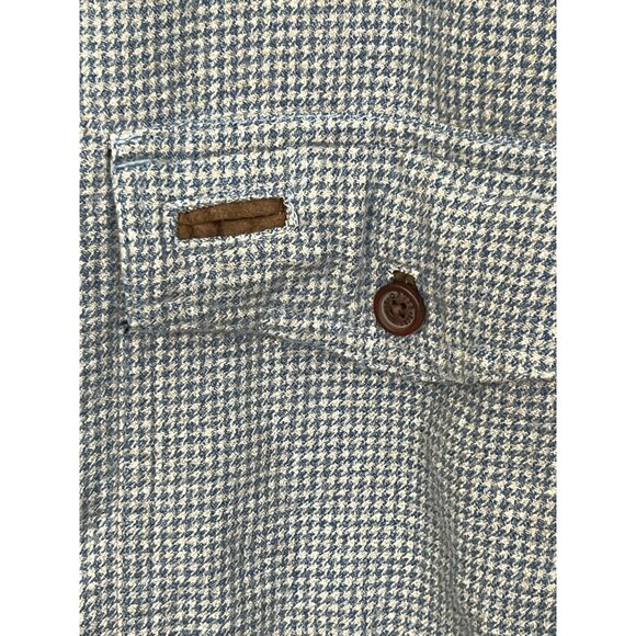 Orvis Fairbanks Shirt Mens Medium Button Up Houndstooth Blue Cream Soft Cotton - Picture 3 of 15